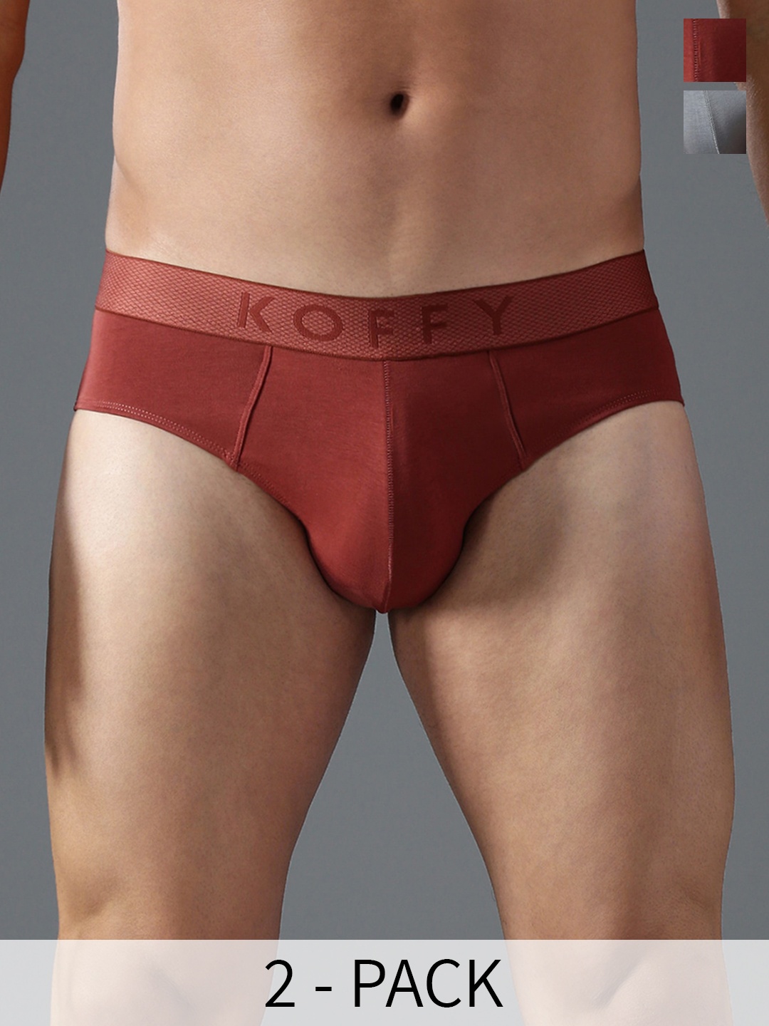 KOFFY Pack of 2 Mid Rise Antimicrobial Basic Briefs KOFFY_KI43_BRF_RST_LGRY_2PC, Rust
KOFFY Pack of 2 Mid Rise Antimicrobial Basic Briefs KOFFY_KI43_BRF_RST_LGRY_2PC, Rust