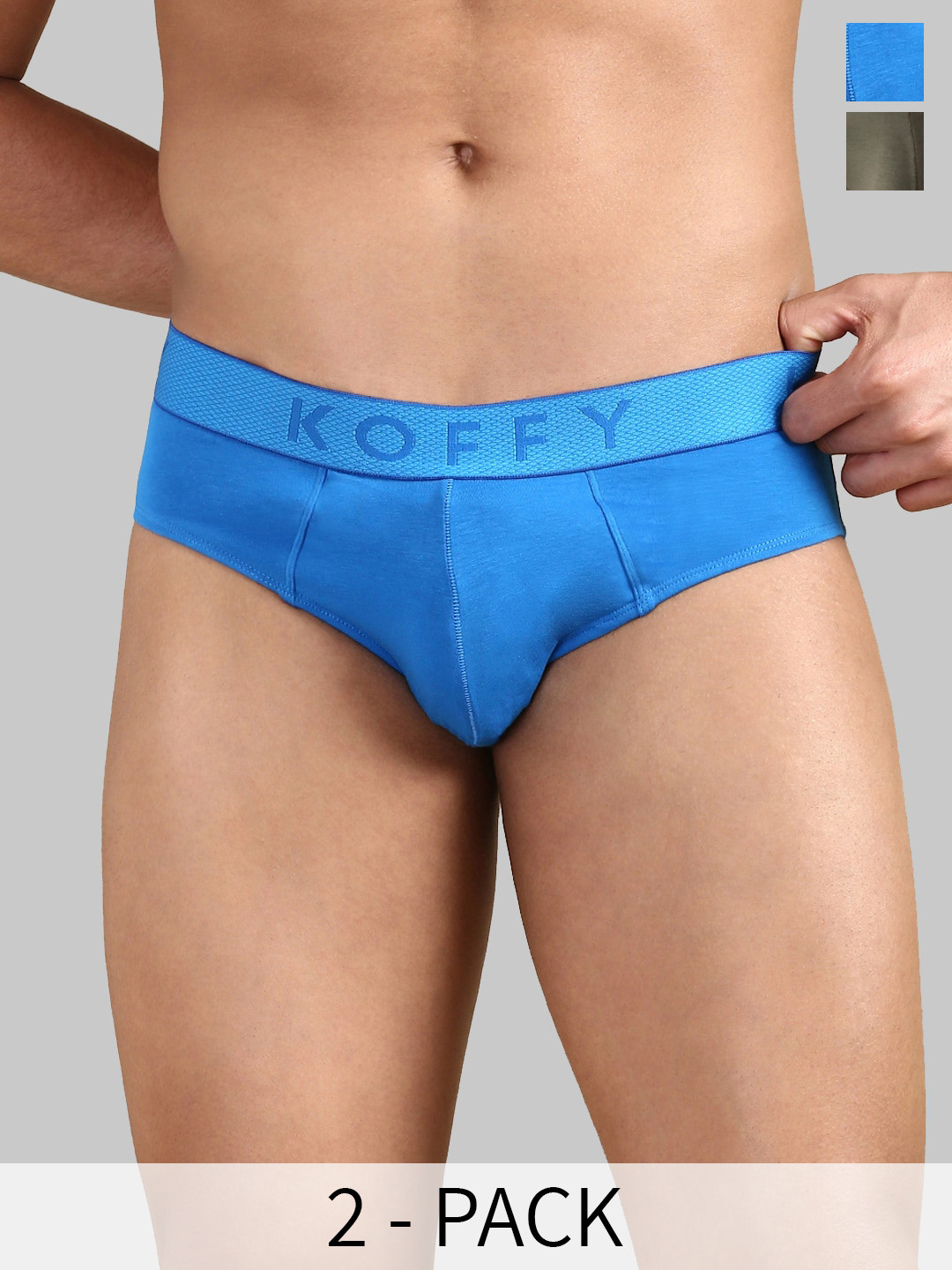 KOFFY Pack Of 2 Moisture-Wicking Mid-Rise Basic Briefs KOFFY_KI43_BRF_RBLU_KHA_2PC, Blue
KOFFY Pack Of 2 Moisture-Wicking Mid-Rise Basic Briefs KOFFY_KI43_BRF_RBLU_KHA_2PC, Blue
