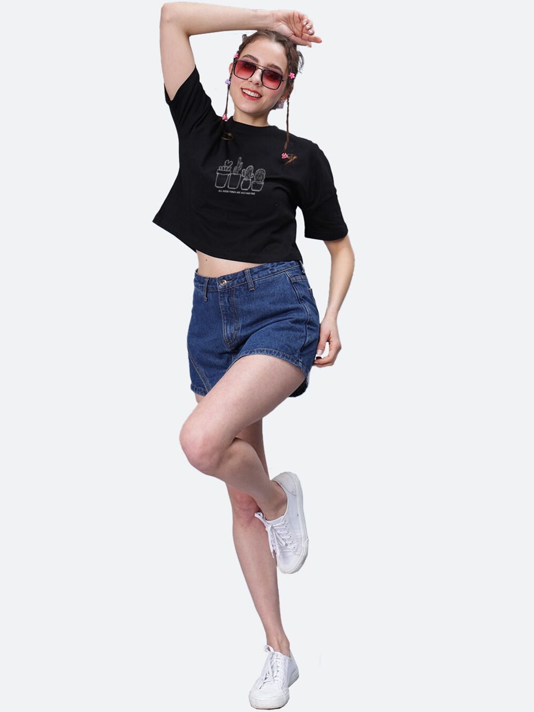 Mad Over Print Graphic Printed Round Neck Drop Shoulder Sleeves Cotton Crop Top, Black
Mad Over Print Graphic Printed Round Neck Drop Shoulder Sleeves Cotton Crop Top, Black