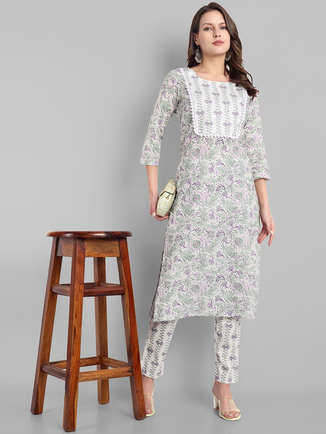 LYCHNIS Ethnic Motifs Printed Regular Thread Work Pure Cotton Kurta with Trousers, White
LYCHNIS Ethnic Motifs Printed Regular Thread Work Pure Cotton Kurta with Trousers, White