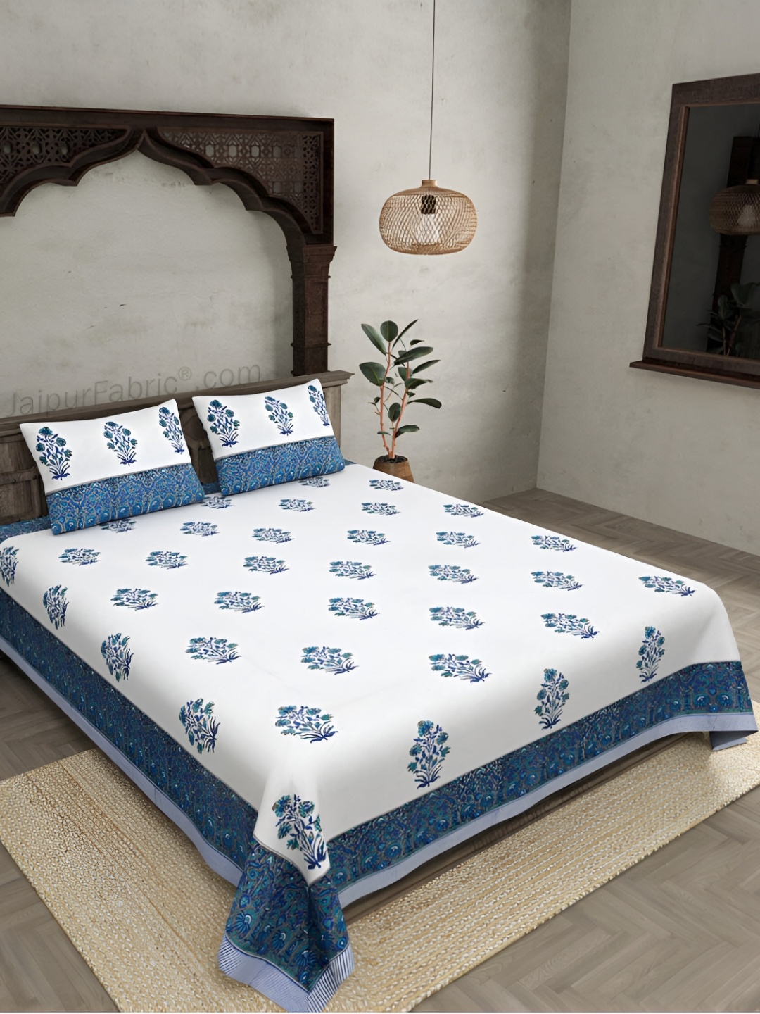JAIPUR FABRIC White & Green Floral 250 TC Cotton King Bedsheet With 2 Pillow Covers
JAIPUR FABRIC White & Green Floral 250 TC Cotton King Bedsheet With 2 Pillow Covers
