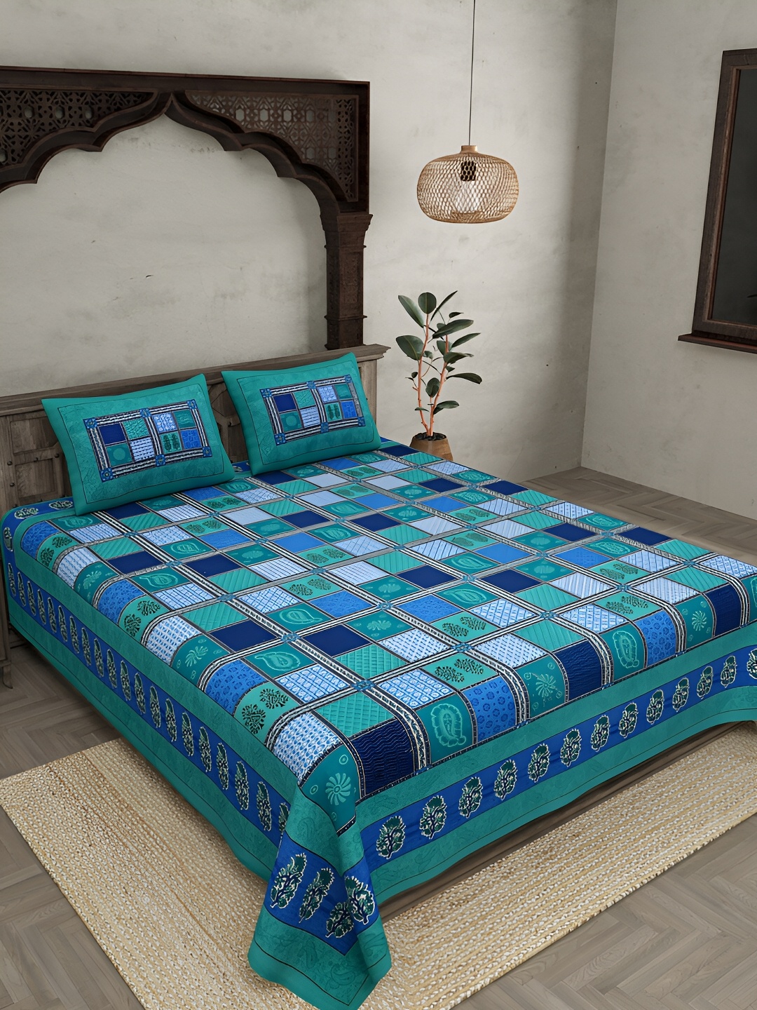 JAIPUR FABRIC Blue Ethnic Motifs 144 TC Pure Cotton King Bedsheet with 2 Pillow Covers
JAIPUR FABRIC Blue Ethnic Motifs 144 TC Pure Cotton King Bedsheet with 2 Pillow Covers