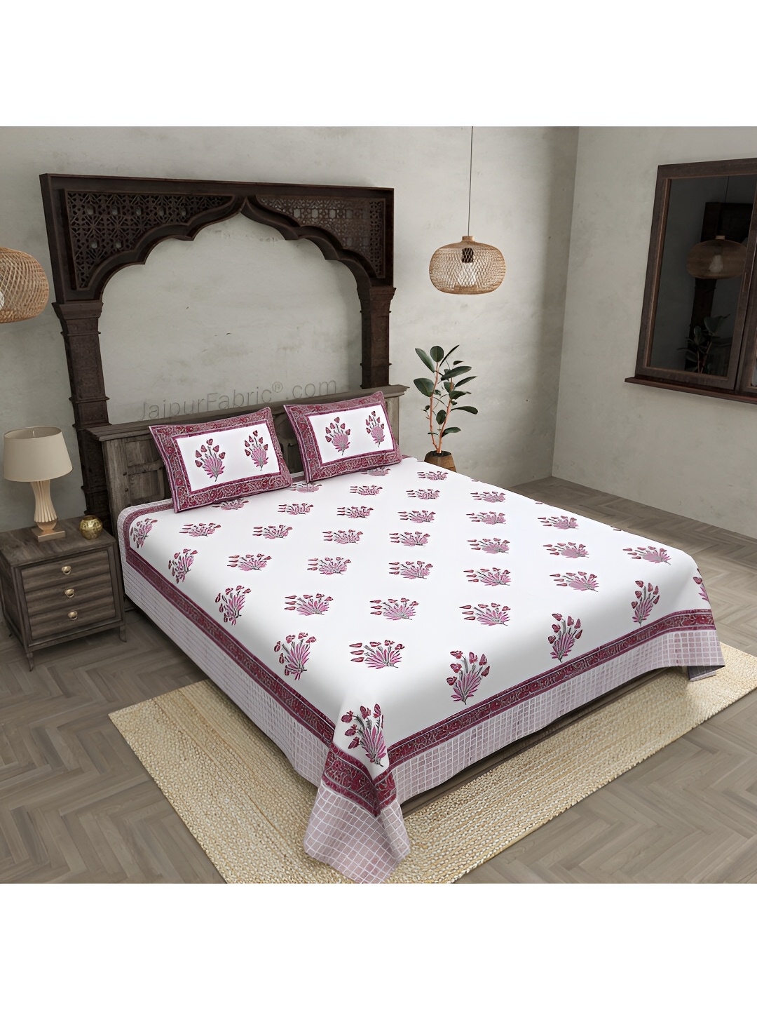JAIPUR FABRIC White & Pink Floral 250 TC Cotton King Bedsheet With 2 Pillow Covers
JAIPUR FABRIC White & Pink Floral 250 TC Cotton King Bedsheet With 2 Pillow Covers