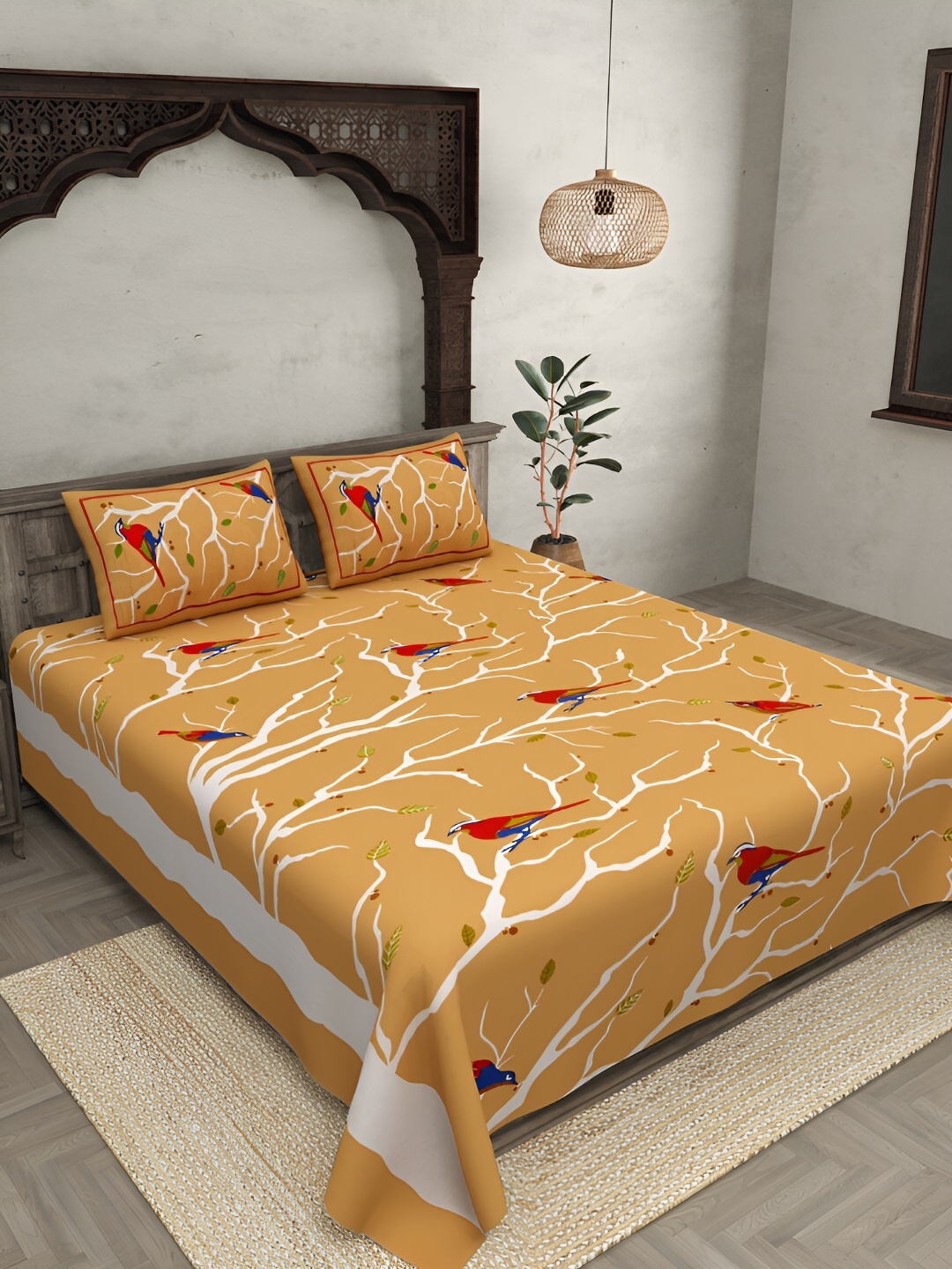 JAIPUR FABRIC White & Orange Floral 144 TC Pure Cotton King Bedsheet with 2 Pillow Covers
JAIPUR FABRIC White & Orange Floral 144 TC Pure Cotton King Bedsheet with 2 Pillow Covers