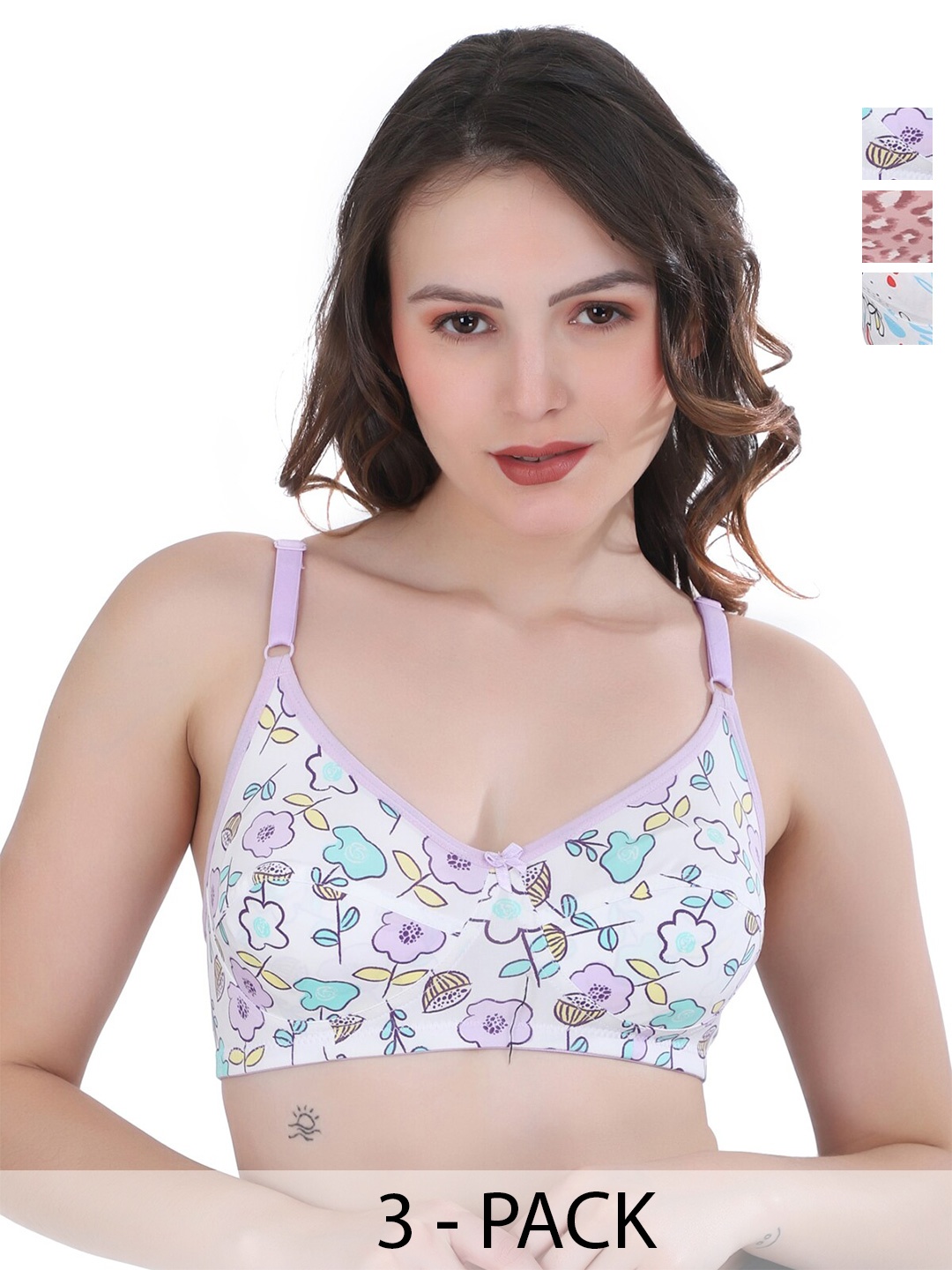 Docare Pack Of 3 Floral Printed Full Coverage Non Padded Everyday Bra- All Day Comfort, Blue
Docare Pack Of 3 Floral Printed Full Coverage Non Padded Everyday Bra- All Day Comfort, Blue