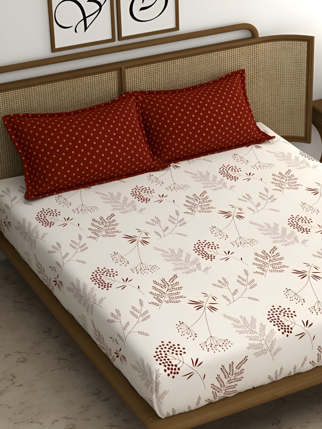 CHHAVI INDIA Maroon & White Floral Microfiber 210 TC King Bedsheet with 2 Pillow Covers
CHHAVI INDIA Maroon & White Floral Microfiber 210 TC King Bedsheet with 2 Pillow Covers