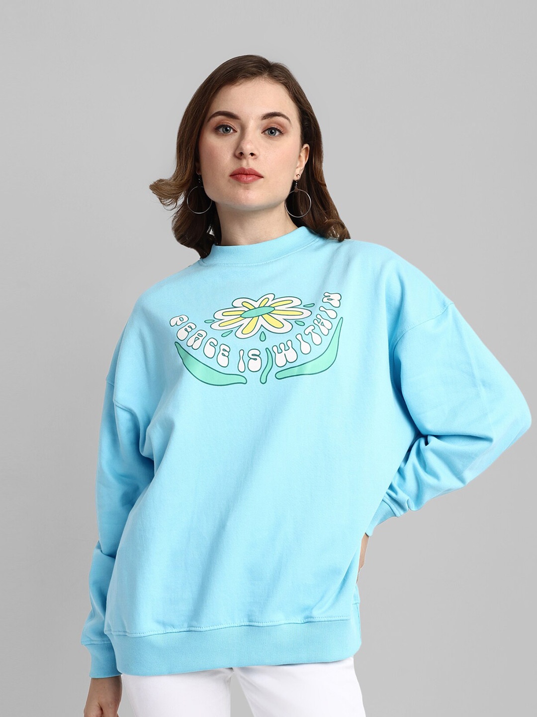 HEYLAY Floral Printed Long Drop Shoulder Sleeves Oversized Cotton Pullover Sweatshirt, Blue
HEYLAY Floral Printed Long Drop Shoulder Sleeves Oversized Cotton Pullover Sweatshirt, Blue
