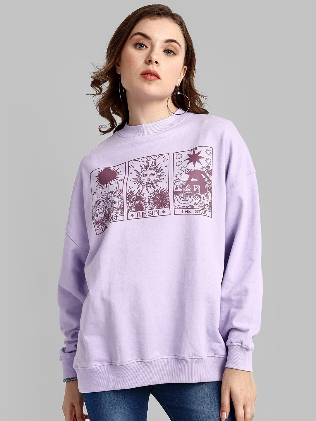 HEYLAY Graphic Printed Long Drop Shoulder Sleeves Oversized Cotton Pullover Sweatshirt, Purple
HEYLAY Graphic Printed Long Drop Shoulder Sleeves Oversized Cotton Pullover Sweatshirt, Purple