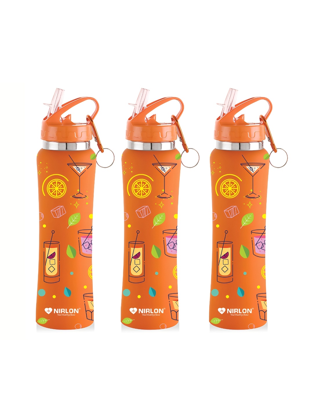 NIRLON Orange 3 Pcs Printed Stainless Steel Single Wall Vacuum Water Bottles 750 ml Each
NIRLON Orange 3 Pcs Printed Stainless Steel Single Wall Vacuum Water Bottles 750 ml Each