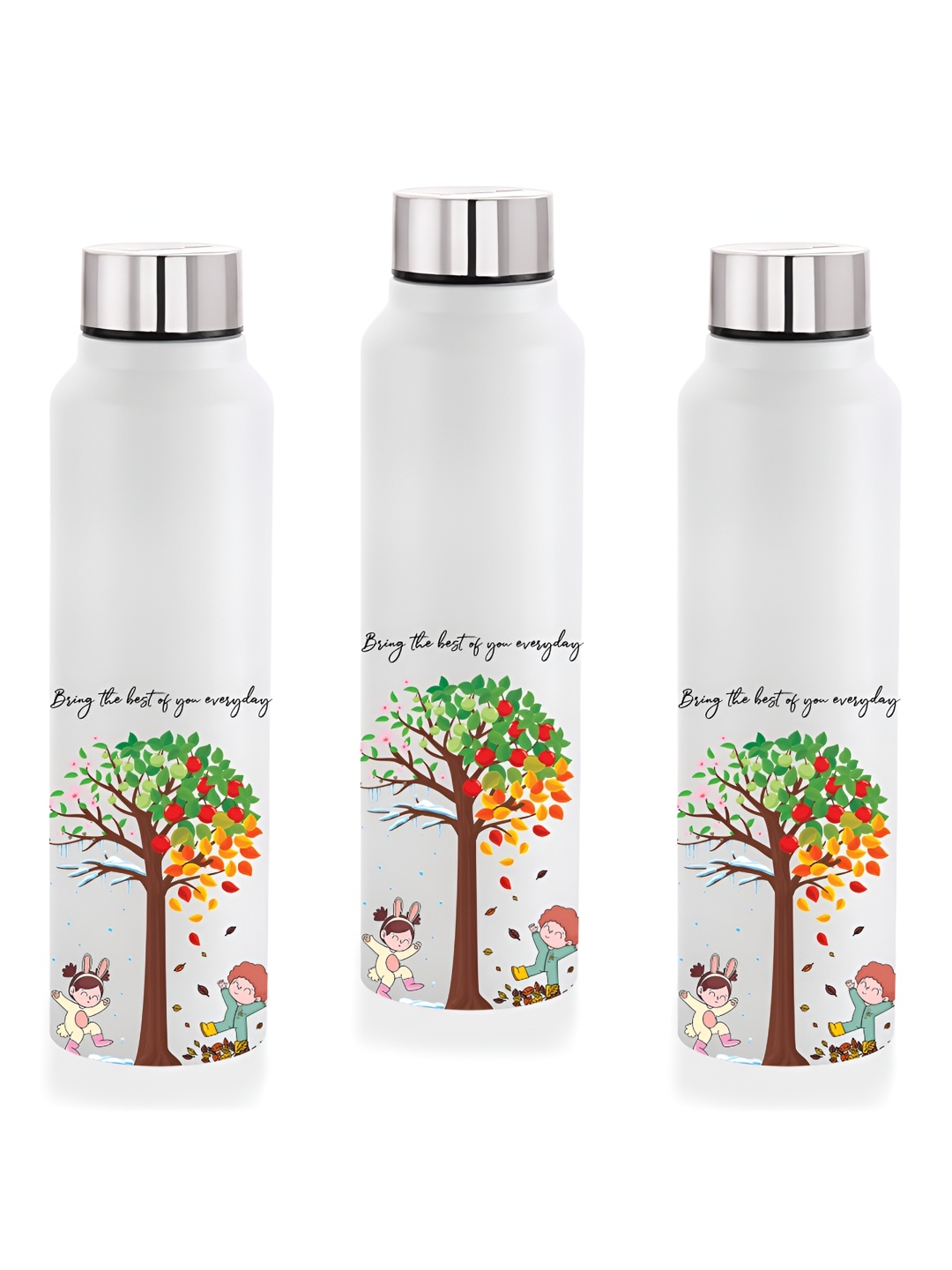 NIRLON White 3 Pieces Printed Stainless Steel Single Wall Vacuum Water Bottles 1L Each
NIRLON White 3 Pieces Printed Stainless Steel Single Wall Vacuum Water Bottles 1L Each