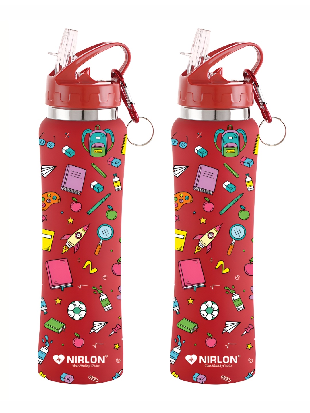 NIRLON Red 2 Pieces Printed Stainless Steel Single Wall Vacuum Sippers 750 ml Each
NIRLON Red 2 Pieces Printed Stainless Steel Single Wall Vacuum Sippers 750 ml Each
