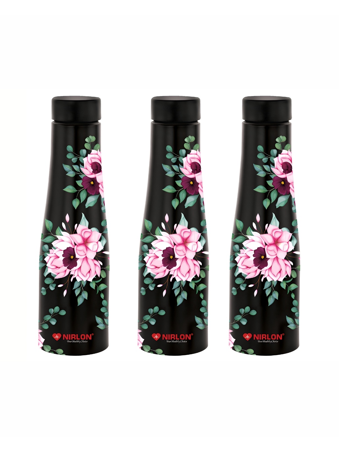 NIRLON Black 3 Pieces Printed Stainless Steel Single Wall Vacuum Water Bottles 1 L Each
NIRLON Black 3 Pieces Printed Stainless Steel Single Wall Vacuum Water Bottles 1 L Each