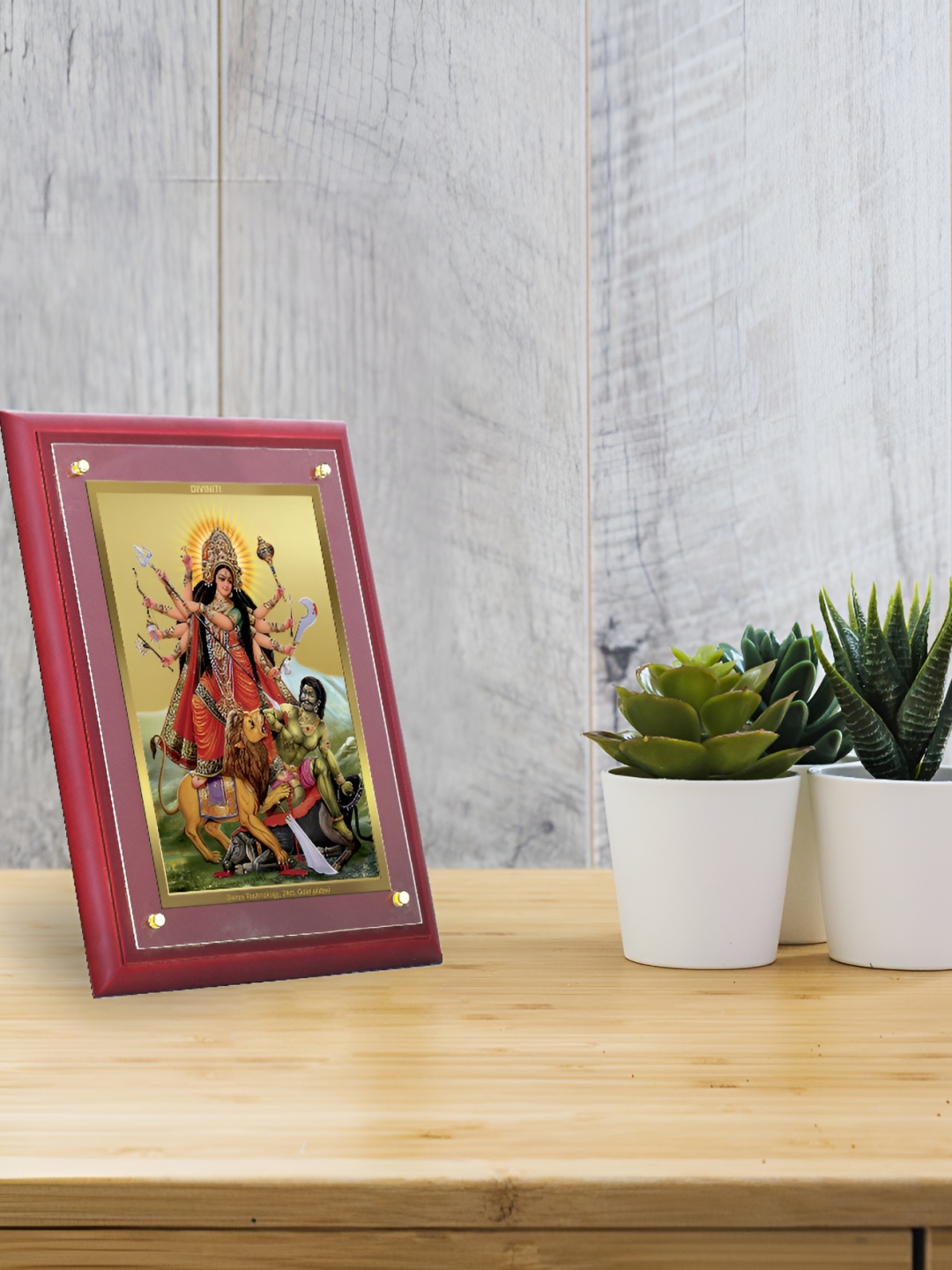 DIVINITI Brown Wooden Durga Religious Wall Photo Frames