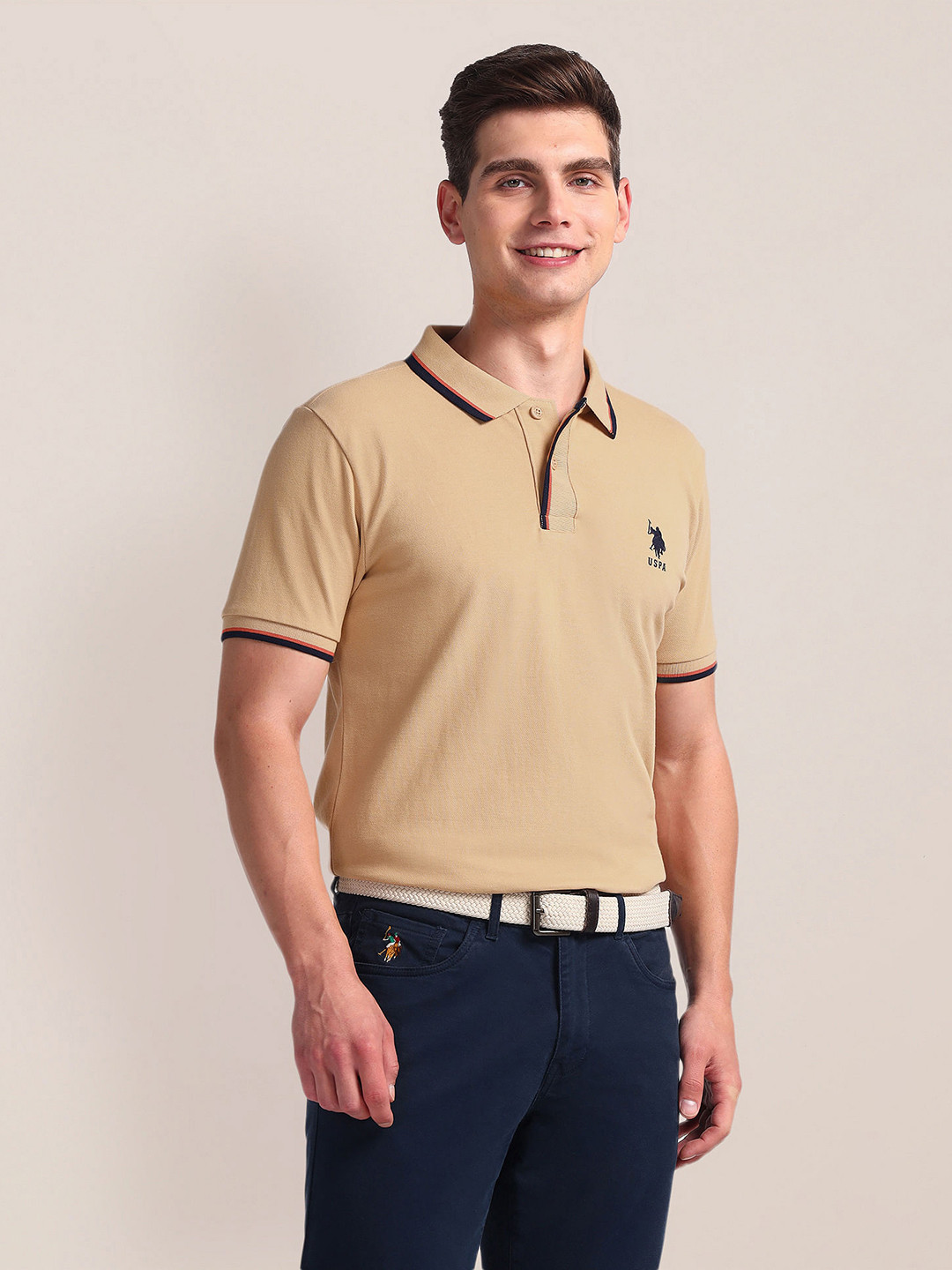U.S. Polo Assn. Polo Collar Pure Cotton Slim Fit T-shirt, Beige
U.S. Polo Assn. Polo Collar Pure Cotton Slim Fit T-shirt, Beige