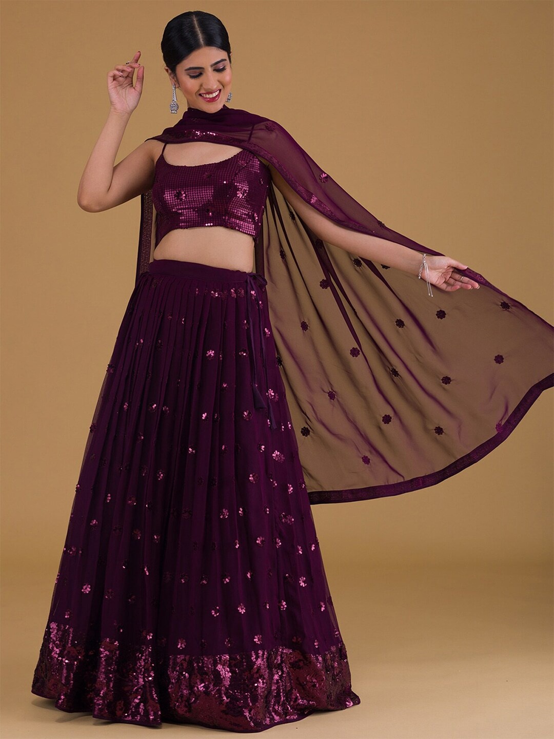 FABPIXEL Embroidered Sequinned Semi-Stitched Lehenga & Unstitched Blouse With Dupatta, Maroon
FABPIXEL Embroidered Sequinned Semi-Stitched Lehenga & Unstitched Blouse With Dupatta, Maroon