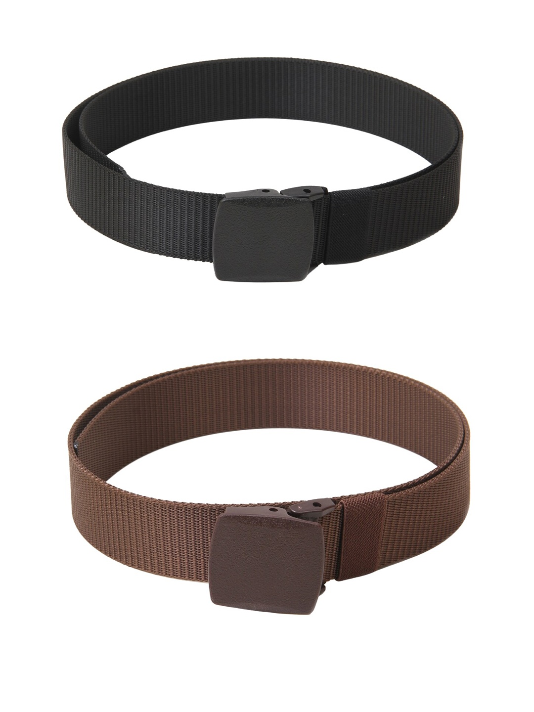 Calvadoss Men Set Of 2 Textured Belt, Black