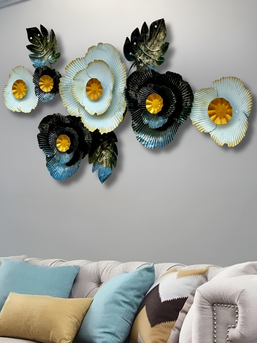ANSHIKA INTERNATIONAL Blue & Turquoise Blue Textured Flower Leaves Iron Hanging Wall Decor
ANSHIKA INTERNATIONAL Blue & Turquoise Blue Textured Flower Leaves Iron Hanging Wall Decor