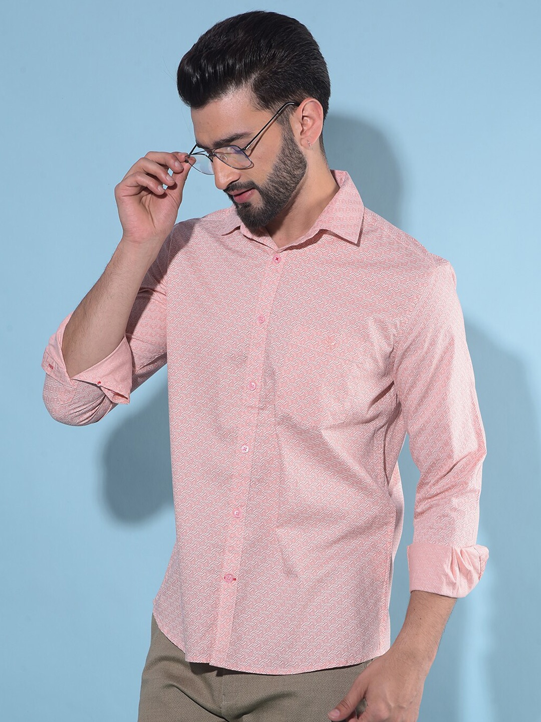 Crimsoune Club Classic Slim Fit Geometric Printed Pure Cotton Casual Shirt, Peach
Crimsoune Club Classic Slim Fit Geometric Printed Pure Cotton Casual Shirt, Peach