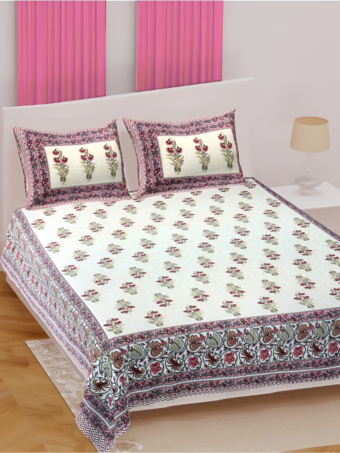 INDHOME LIFE Pink & Green Floral 220 TC Cotton Queen Bedsheet with 2 Pillow Covers
INDHOME LIFE Pink & Green Floral 220 TC Cotton Queen Bedsheet with 2 Pillow Covers