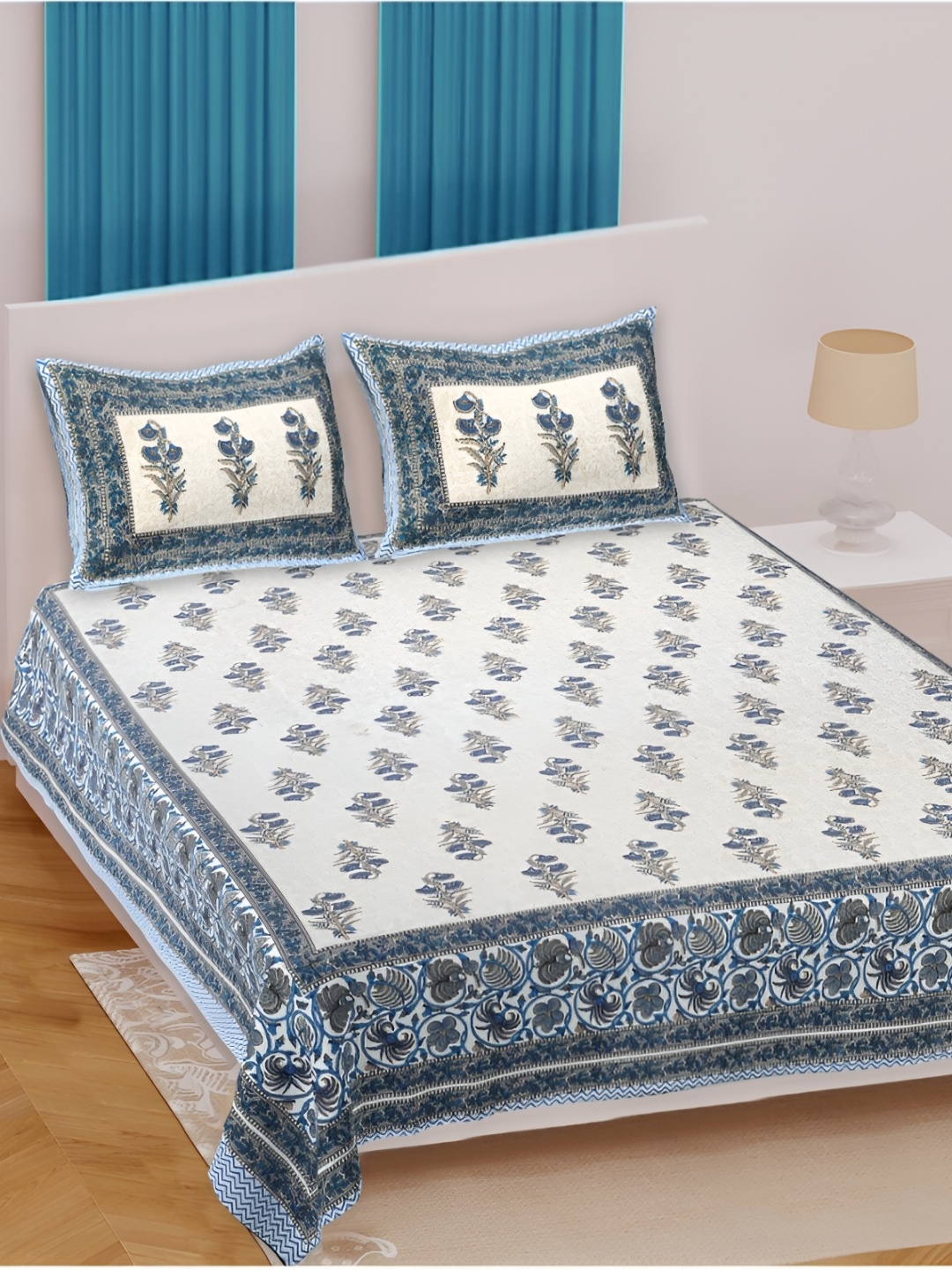 INDHOME LIFE Navy Blue & White Floral 220 TC Cotton Queen Bedsheet With 2 Pillow Covers
INDHOME LIFE Navy Blue & White Floral 220 TC Cotton Queen Bedsheet With 2 Pillow Covers