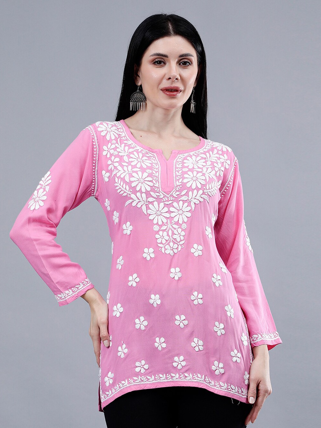 Seva Chikan Ethnic Motifs Embroidered Chikankari Cotton Straight Kurti, Pink
Seva Chikan Ethnic Motifs Embroidered Chikankari Cotton Straight Kurti, Pink