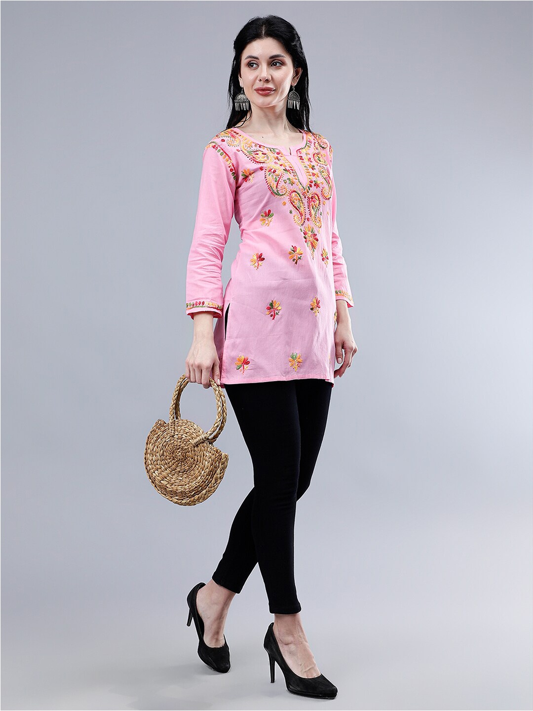 Seva Chikan Ethnic Motifs Three-Quarter Sleeves Round Neck Embroidered Chikankari Kurti, Pink
Seva Chikan Ethnic Motifs Three-Quarter Sleeves Round Neck Embroidered Chikankari Kurti, Pink