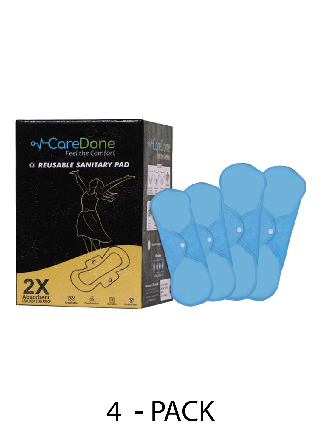 CareDone 2 Pcs Maxi & 2 Pcs Super Maxi 2X Absorbent Reusable Sanitary Pads Combo, Blue
CareDone 2 Pcs Maxi & 2 Pcs Super Maxi 2X Absorbent Reusable Sanitary Pads Combo, Blue