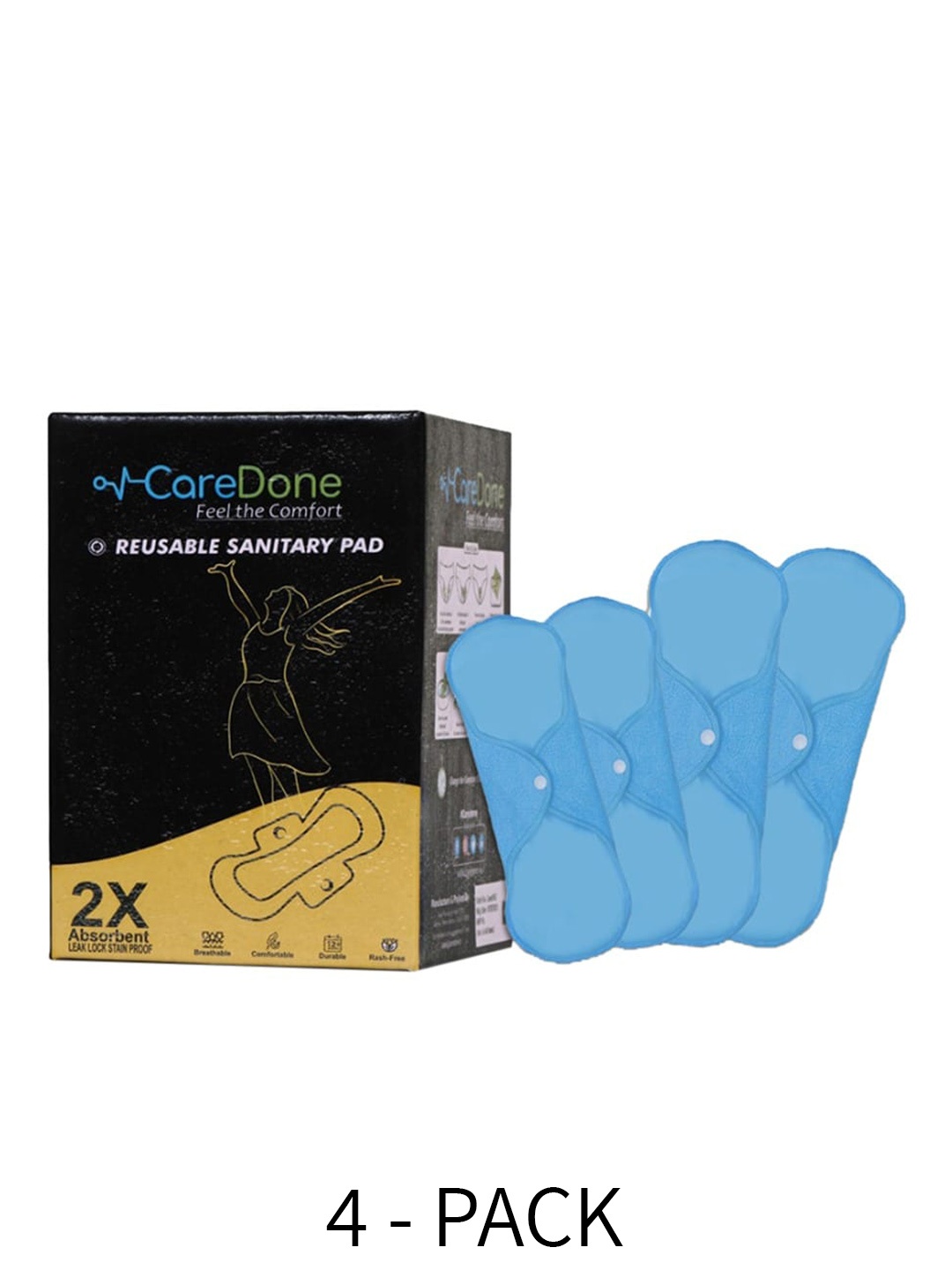 CareDone 2 Pcs Maxi & 2 Pcs Super Maxi 2X Absorbent Reusable Sanitary Pads Combo, Blue
CareDone 2 Pcs Maxi & 2 Pcs Super Maxi 2X Absorbent Reusable Sanitary Pads Combo, Blue