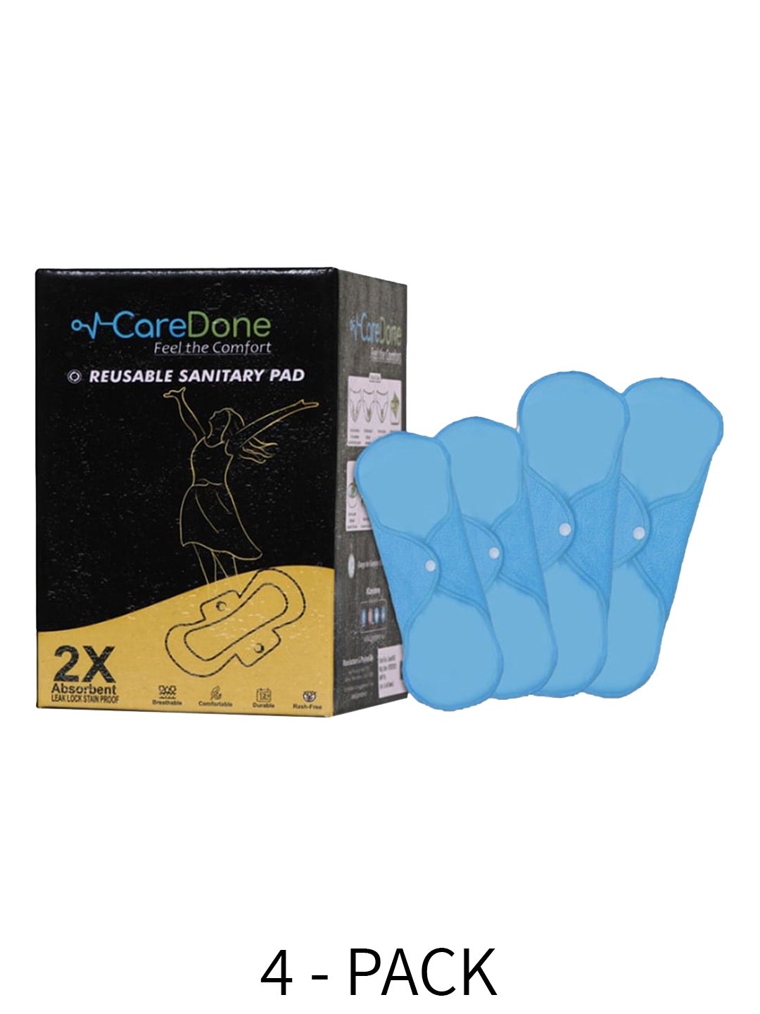 CareDone 2 Pcs Maxi & 2 Pcs Super Maxi 2X Absorbent Reusable Sanitary Pads Combo, Blue
CareDone 2 Pcs Maxi & 2 Pcs Super Maxi 2X Absorbent Reusable Sanitary Pads Combo, Blue