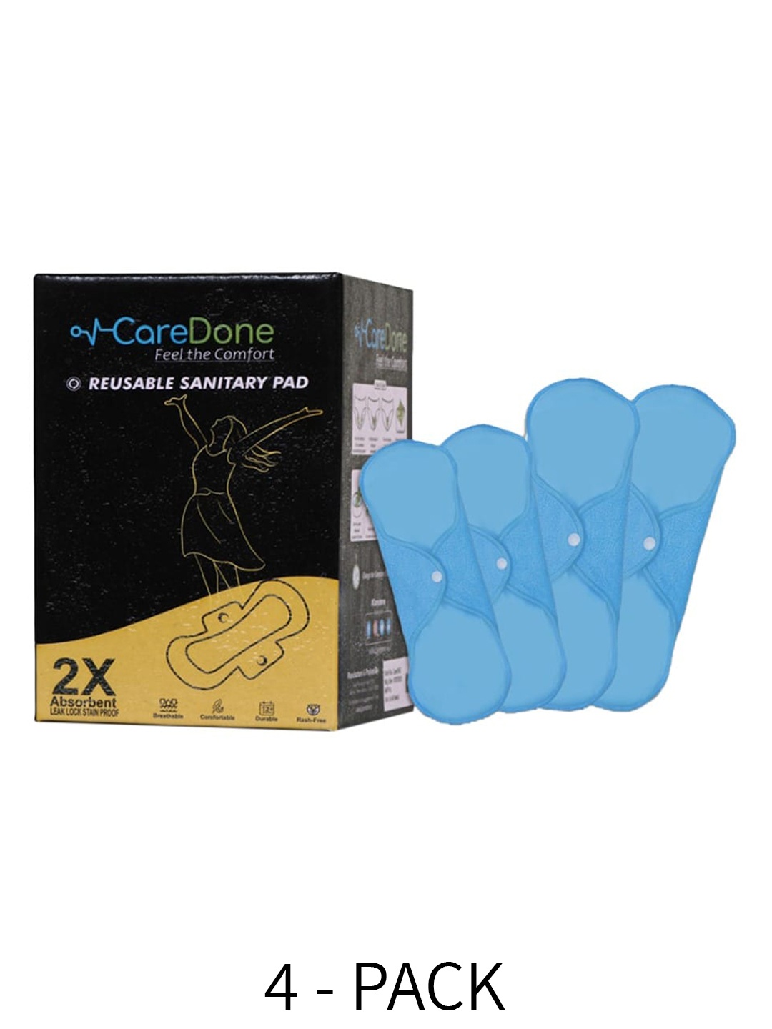 CareDone 2 Pcs Maxi & 2 Pcs Super Maxi 2X Absorbent Reusable Sanitary Pads Combo, Blue
CareDone 2 Pcs Maxi & 2 Pcs Super Maxi 2X Absorbent Reusable Sanitary Pads Combo, Blue