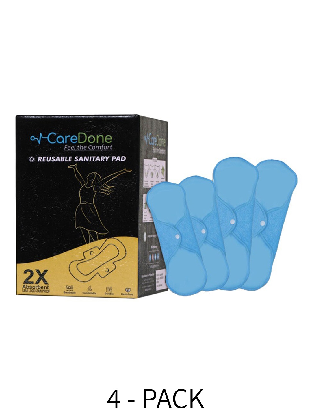 CareDone 2 Pcs Maxi & 2 Pcs Super Maxi 2X Absorbent Reusable Sanitary Pads Combo, Blue
CareDone 2 Pcs Maxi & 2 Pcs Super Maxi 2X Absorbent Reusable Sanitary Pads Combo, Blue