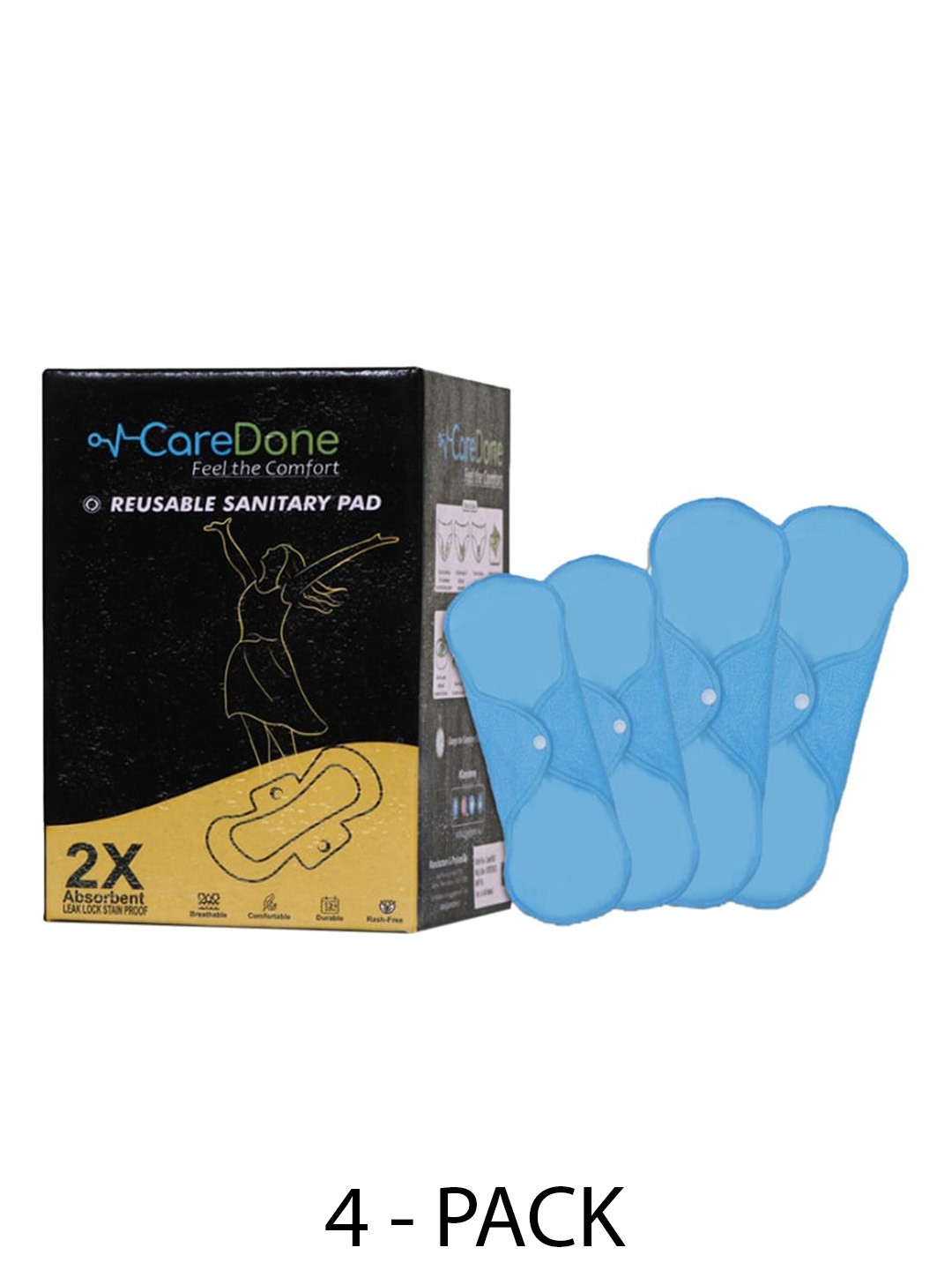 CareDone 2 Pcs Maxi & 2 Pcs Super Maxi 2X Absorbent Reusable Sanitary Pads Combo, Blue
CareDone 2 Pcs Maxi & 2 Pcs Super Maxi 2X Absorbent Reusable Sanitary Pads Combo, Blue