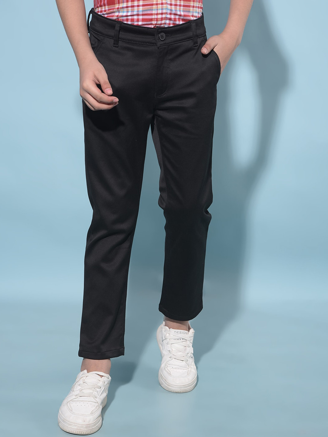 Crimsoune Club Boys Smart Mid-Rise Slim Fit Cotton Chinos Trousers, Black 
Crimsoune Club Boys Smart Mid-Rise Slim Fit Cotton Chinos Trousers, Black