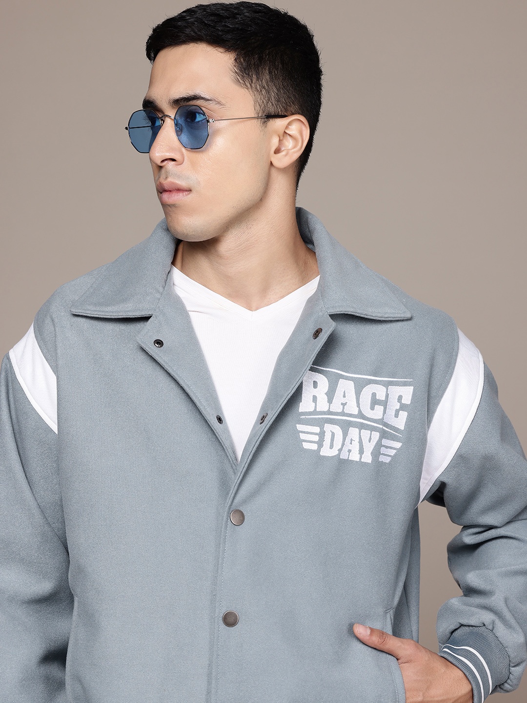 The Roadster Lifestyle Co. Typography Printed Shirt Collar Relaxed Bomber Jacket, Grey
The Roadster Lifestyle Co. Typography Printed Shirt Collar Relaxed Bomber Jacket, Grey
