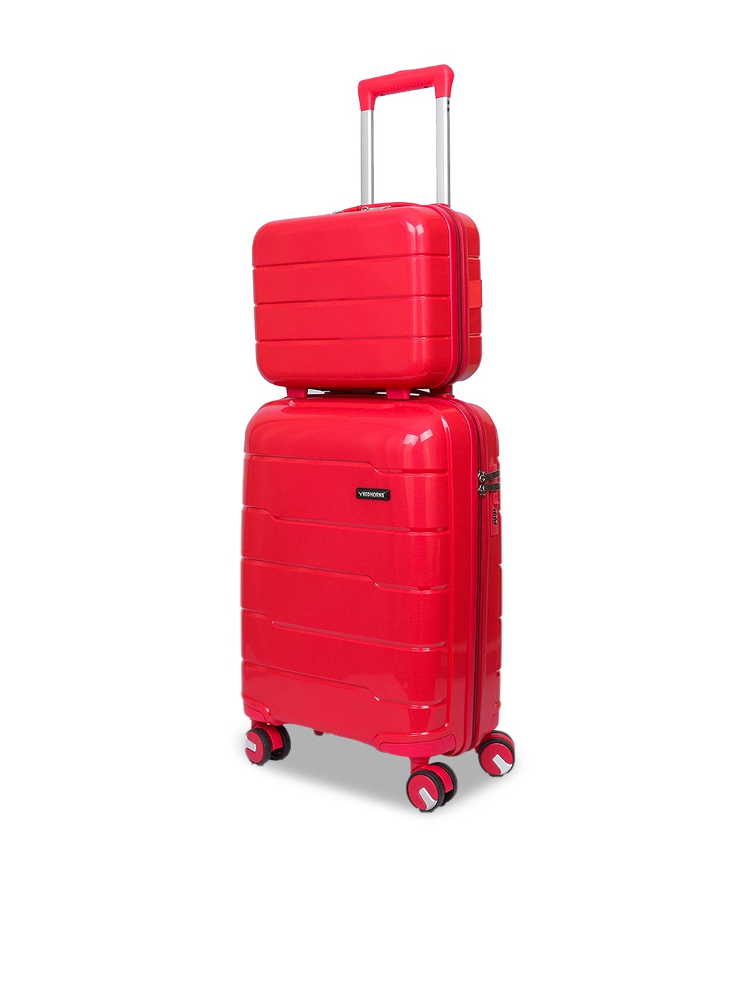 REDHORNS Set Of 2 Antiscratch Hard Sided Cabin Trolley Suitcase & Vanity Bag - 41 L, Red
REDHORNS Set Of 2 Antiscratch Hard Sided Cabin Trolley Suitcase & Vanity Bag - 41 L, Red