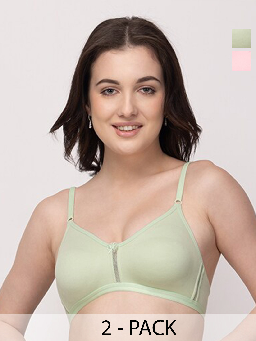 Floret Pack of 2 Non Padded Cotton T-shirt Bra - Medium Coverage, Sea green
Floret Pack of 2 Non Padded Cotton T-shirt Bra - Medium Coverage, Sea green