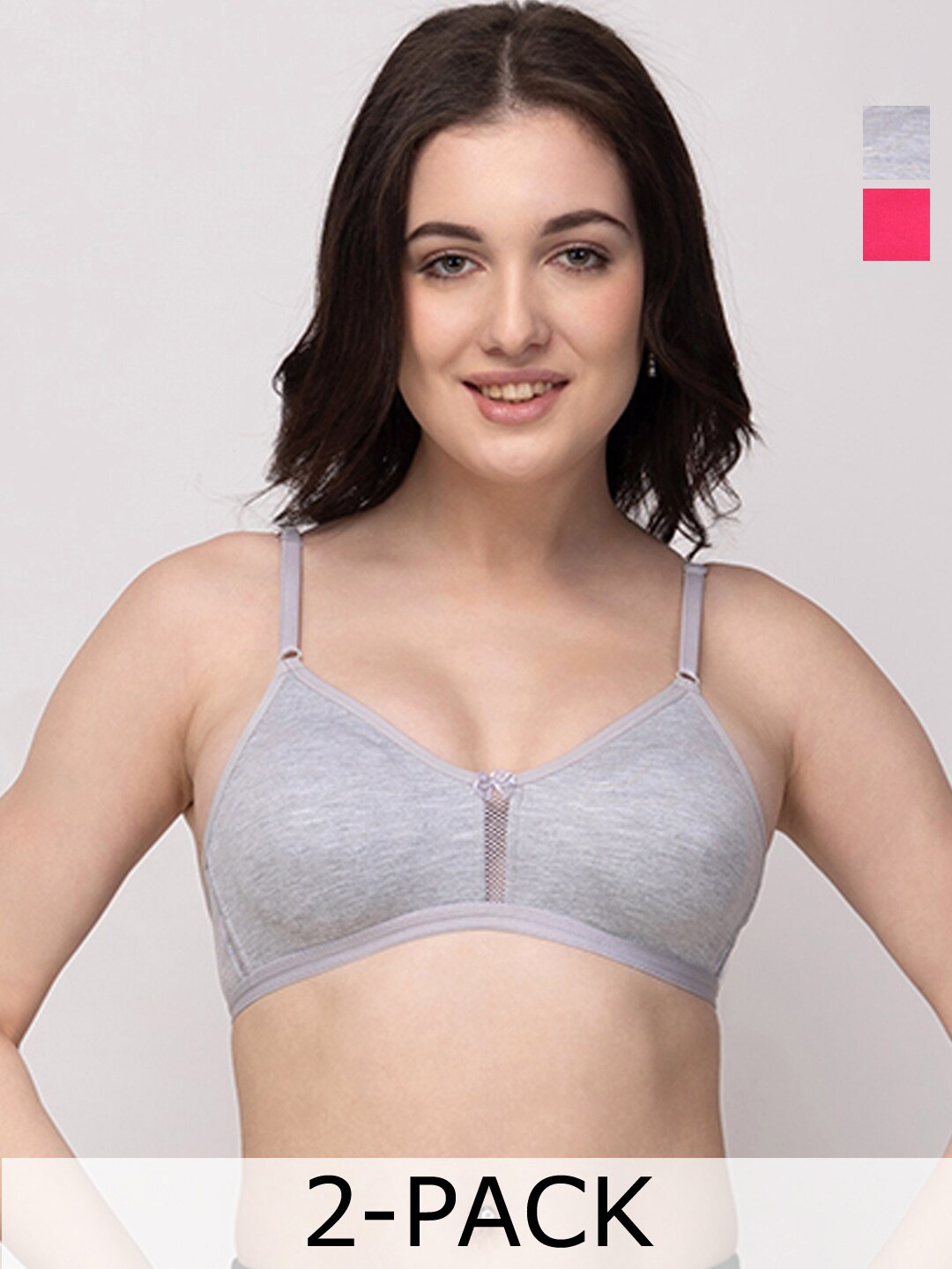 Floret Pack Of 2 Medium Coverage Non Padded T-shirt Bra With All Day Comfort, Grey melange
Floret Pack Of 2 Medium Coverage Non Padded T-shirt Bra With All Day Comfort, Grey melange