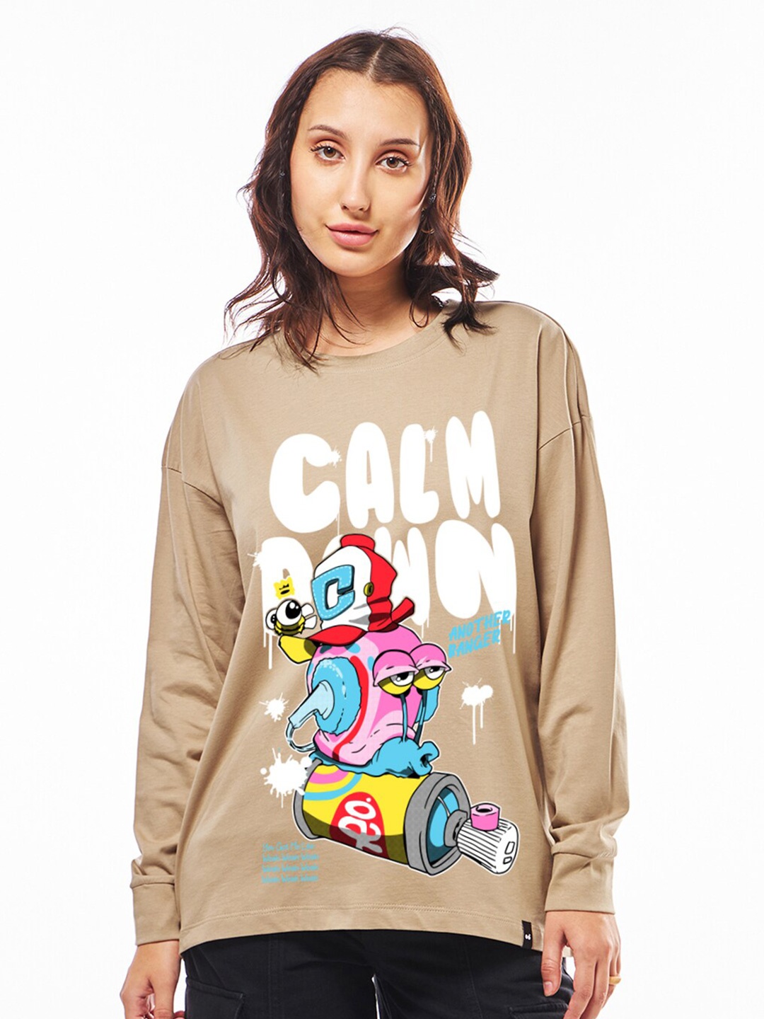Bewakoof Brown Calm Down Graphic Printed Drop-Shoulder Sleeves Oversized Cotton T-shirt
Bewakoof Brown Calm Down Graphic Printed Drop-Shoulder Sleeves Oversized Cotton T-shirt