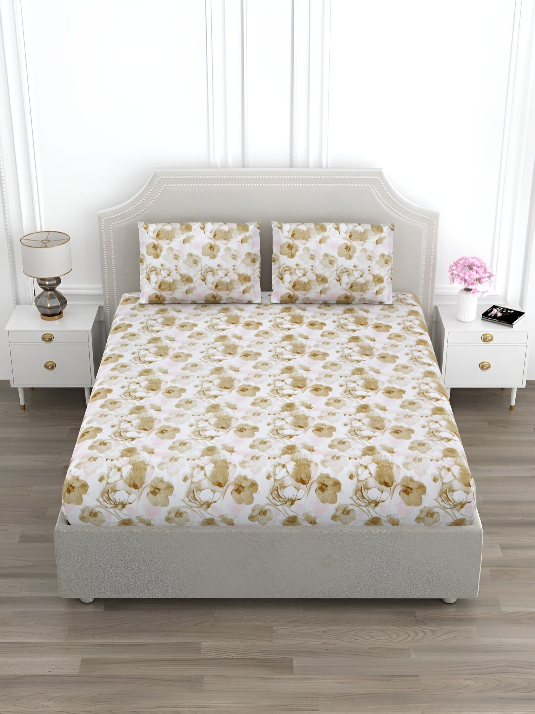 EverHOME Brown & Pink Floral Printed Cotton 210 TC King Bedsheet with 2 Pillow Covers
EverHOME Brown & Pink Floral Printed Cotton 210 TC King Bedsheet with 2 Pillow Covers