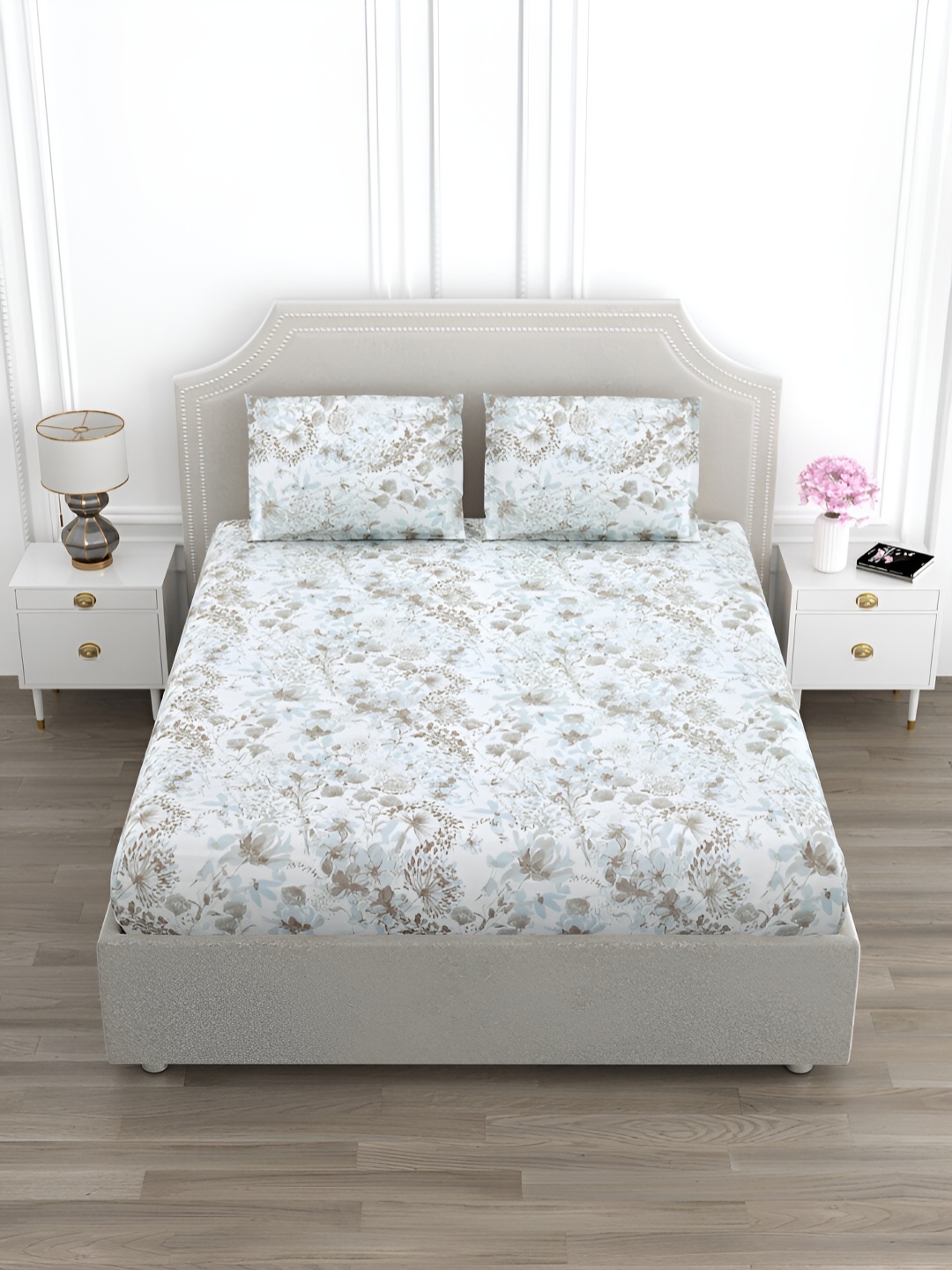 EverHOME Blue & Grey Floral Printed Cotton 210 TC King Bedsheet with 2 Pillow Covers
EverHOME Blue & Grey Floral Printed Cotton 210 TC King Bedsheet with 2 Pillow Covers
