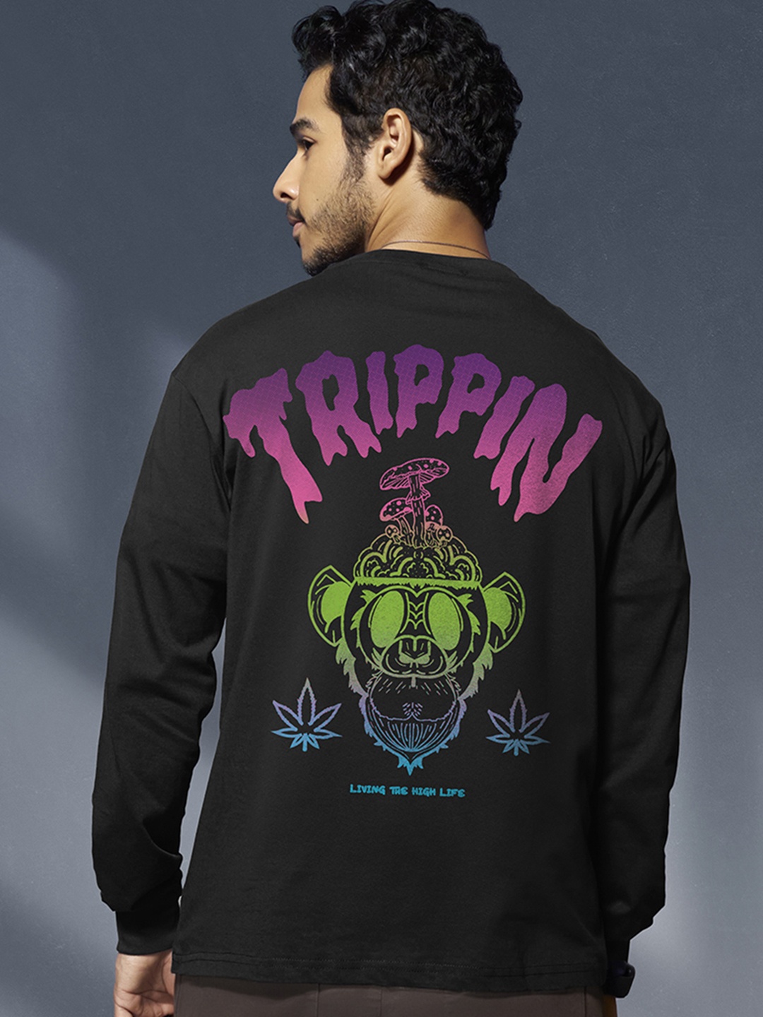 Bewakoof Tripping Monkey Graphic Printed Drop Shoulder Pure Cotton Oversized T-shirt, Black
Bewakoof Tripping Monkey Graphic Printed Drop Shoulder Pure Cotton Oversized T-shirt, Black