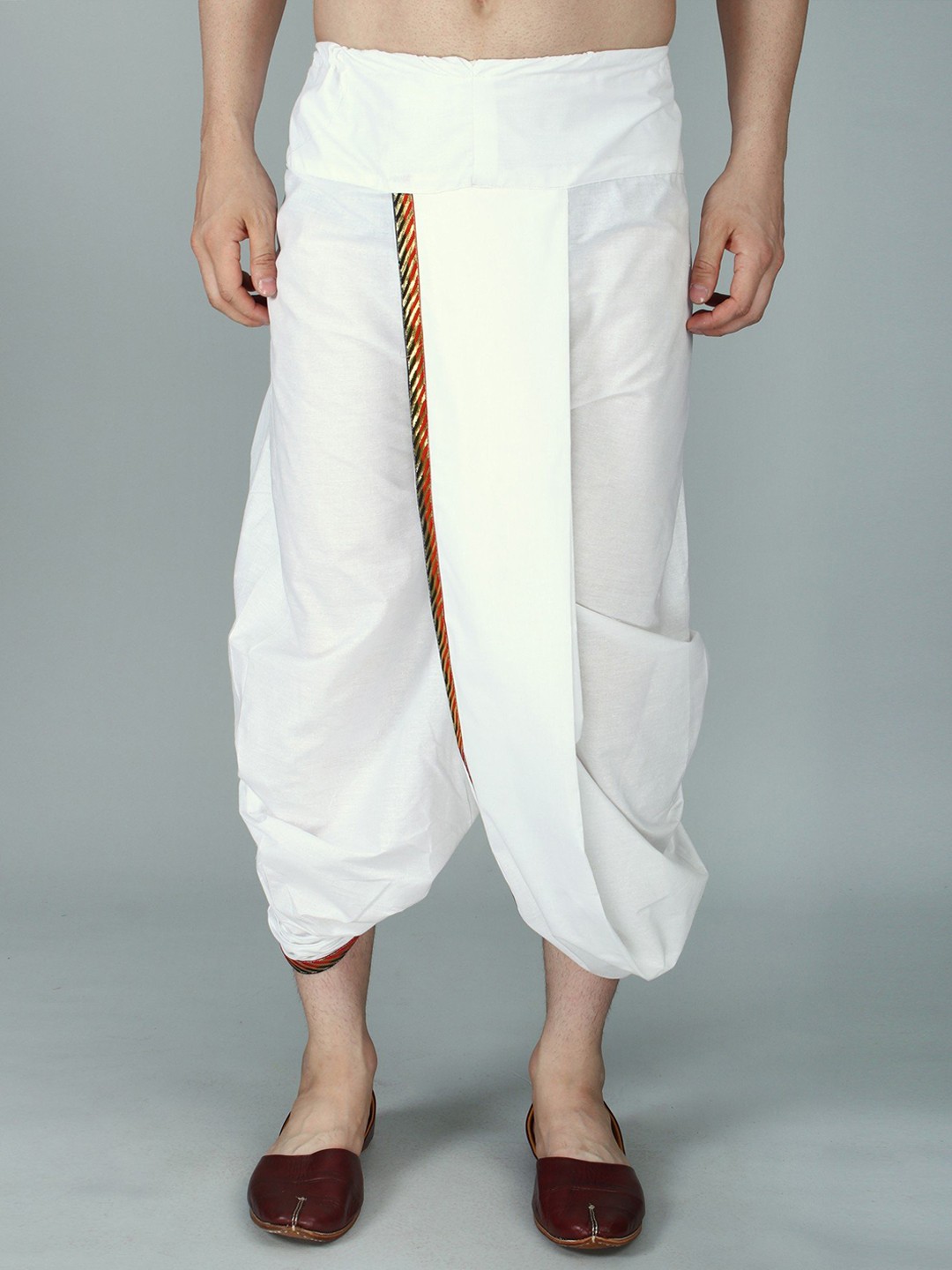 Exotic India by BLISS Woven Zari Patti Ready to Wear White Dhoti from ISKCON Vrindavan
Exotic India by BLISS Woven Zari Patti Ready to Wear White Dhoti from ISKCON Vrindavan