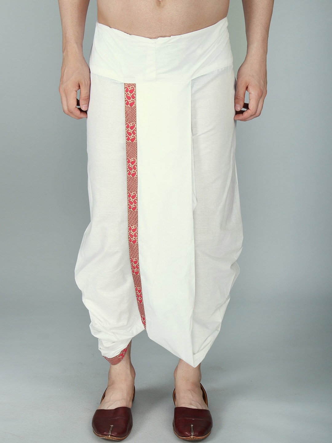 Exotic India by BLISS Woven Zari Patti Ready to Wear White Dhoti from ISKCON Vrindavan
Exotic India by BLISS Woven Zari Patti Ready to Wear White Dhoti from ISKCON Vrindavan