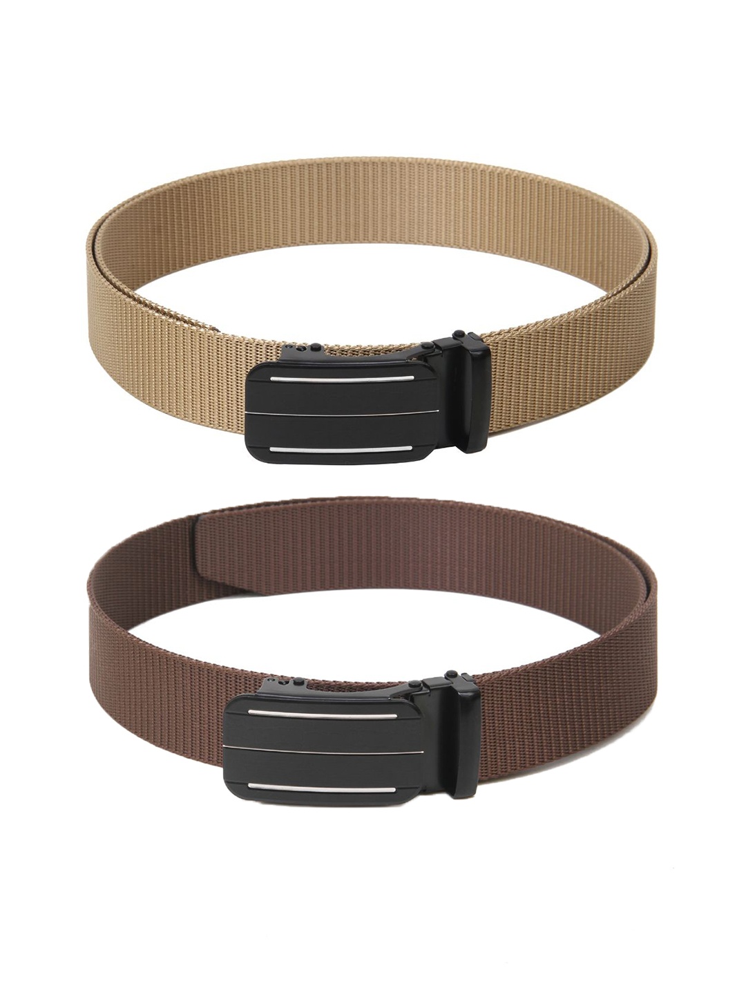 Calvadoss Women Set of 2 Textured Belts, Beige