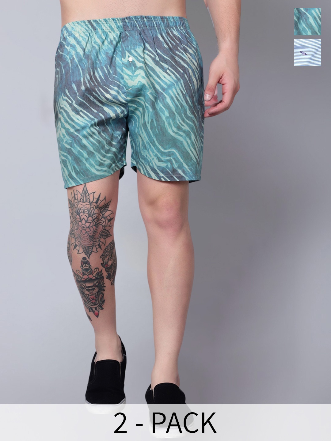 Zombom Pack of 2 Printed Pure Cotton Inner Elastic Boxers COMBO_BOXER_2310-2311_GREEN-SIL
Zombom Pack of 2 Printed Pure Cotton Inner Elastic Boxers COMBO_BOXER_2310-2311_GREEN-SIL