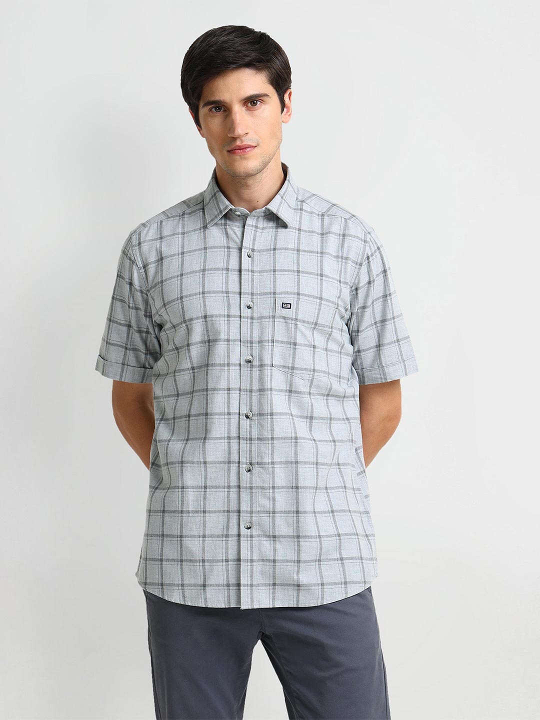 Arrow Sport Windowpane Checked Spread Collar Twill Pure Cotton Casual Shirt, Grey
Arrow Sport Windowpane Checked Spread Collar Twill Pure Cotton Casual Shirt, Grey