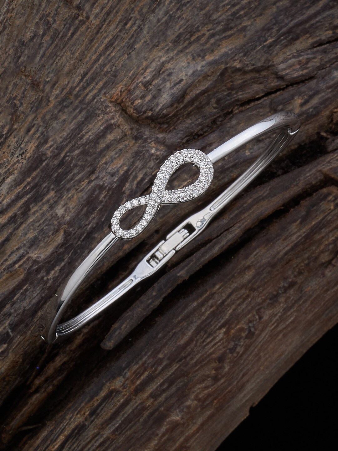 Kushal's Fashion Jewellery Rhodium-Plated Cubic Zirconia Studded Kada Bracelet, Silver
Kushal's Fashion Jewellery Rhodium-Plated Cubic Zirconia Studded Kada Bracelet, Silver