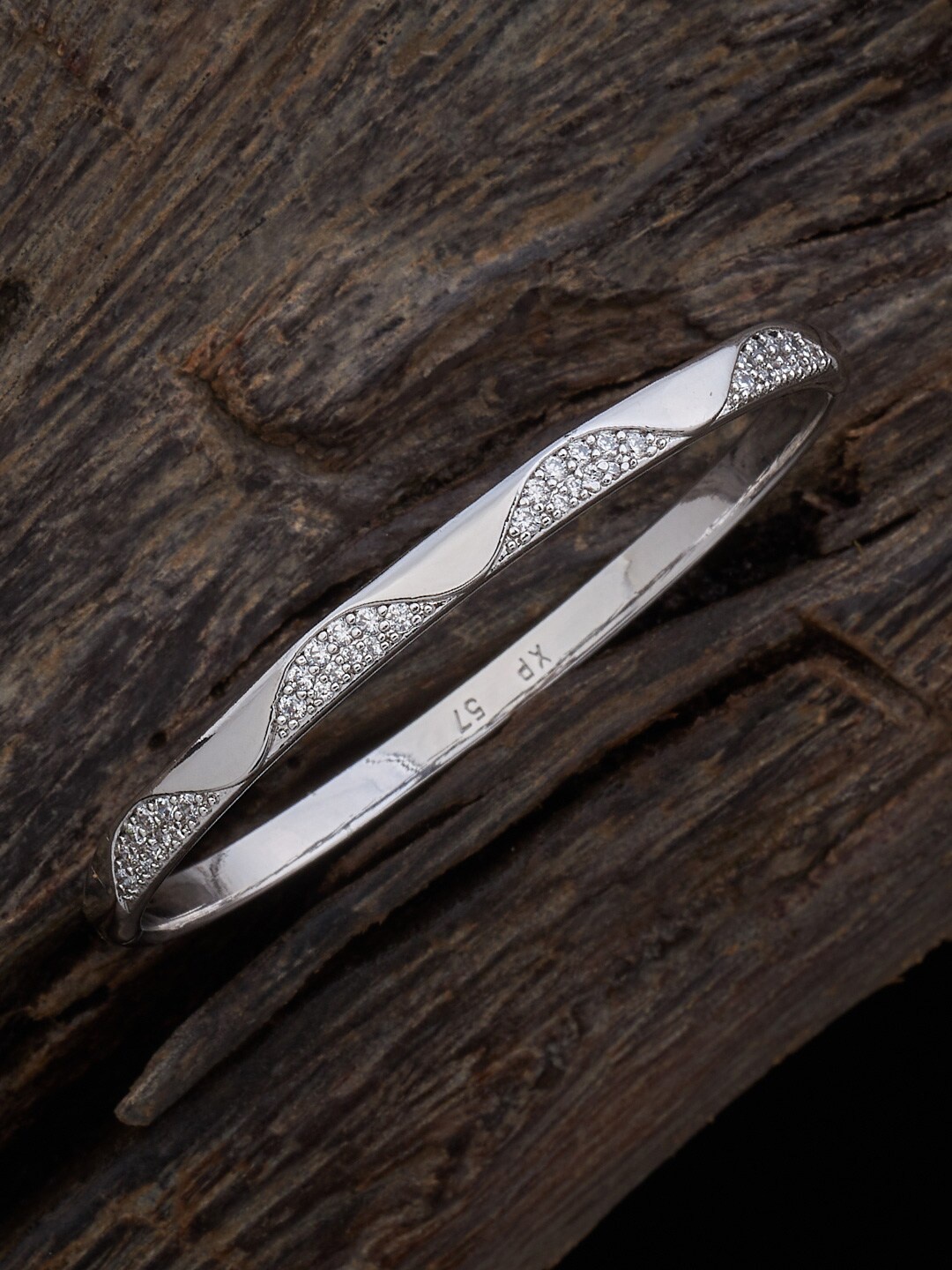 Kushal's Fashion Jewellery Rhodium-Plated Cubic Zirconia Studded Kada Bracelet, Silver
Kushal's Fashion Jewellery Rhodium-Plated Cubic Zirconia Studded Kada Bracelet, Silver