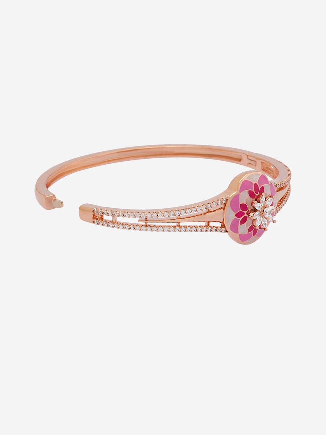 Kushal's Fashion Jewellery Women Meenakari Rose Gold-Plated Zirconia Studded Kada Bracelet
Kushal's Fashion Jewellery Women Meenakari Rose Gold-Plated Zirconia Studded Kada Bracelet
