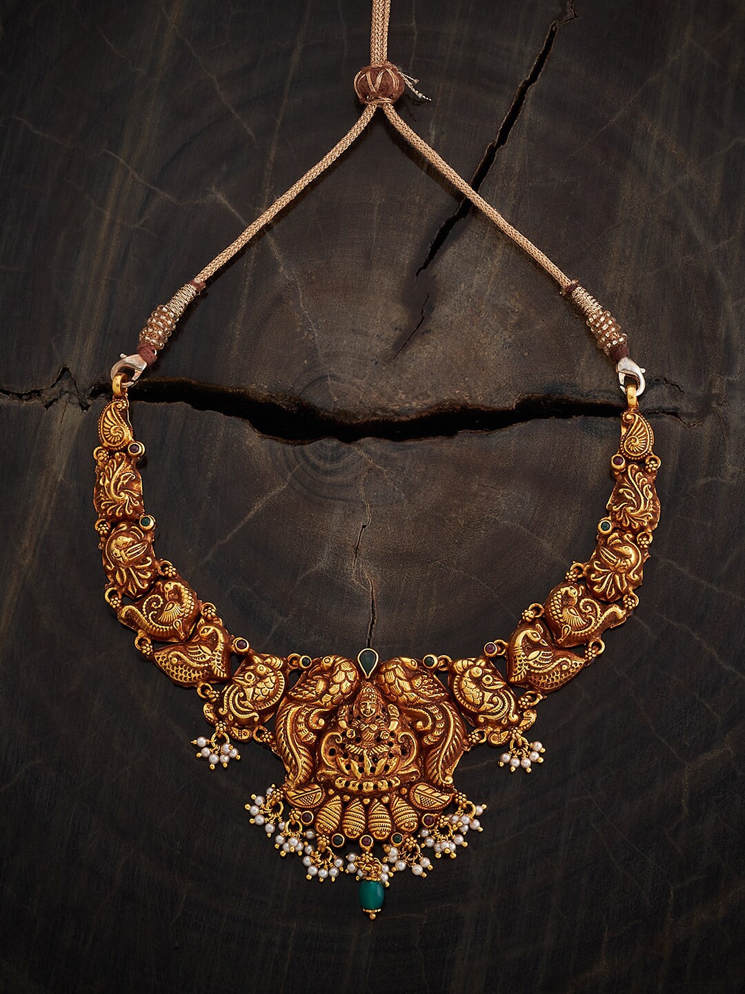 Kushal's Fashion Jewellery Silver Gold-Plated Artificial Stones Studded Temple Necklace
Kushal's Fashion Jewellery Silver Gold-Plated Artificial Stones Studded Temple Necklace